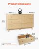 VEVOR 6 Drawer Dresser, Wooden Chest of Drawers with Sliding with Anti-tip Device, Modern Minimalist Dresser Chest