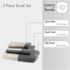 Modern Line Bathroom Towel Set - 3 Piece Set, Modern Design, Luxury Gray Towels