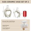 White Vases for Decor, Heart Shaped Ceramic Vase Set of 2, Nordic Heart Shaped Vases
