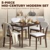5-Piece Dining Table Set for 4, Mid-Century Modern Kitchen Table and Chairs, Cream White