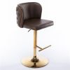 Furniture Swivel Barstools Adjustable Seat Height, Modern PU Upholstered Bar Stools with the whole Back Tufted, for Home Pub and Kitchen Island(Brown