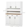 71" Kitchen Sideboard Cabinet with 3 Drawers, 6 Doors, 2-tier Countertop, Freestanding Buffet with Hutch, White