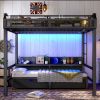 Twin over Twin Bunk Bed with Storage Shelves and Drawers,Multifunctional Metal Bunk Beds with USB Ports and LED Lights