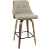Gianna 26" Mid-Century Modern Counter Stool in Walnut with Light Grey Faux Leather by - Set of 2