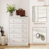 HOMCOM 31" Wide Farmhouse Chest of Drawers with 5 Drawers, Dresser for Bedroom with Wood Top for Living Room, Dirty Oak