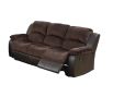 Motion Sofa 1pc Living Room Furniture Chocolate Padded Suede w. Faux Leather Plush Cushion 3-Seat Couch