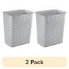 (2 pack) 3.4 Gallon Weave Wastebasket, DÃ©cor Trash Can and Space Efficient Shape, Light Gray