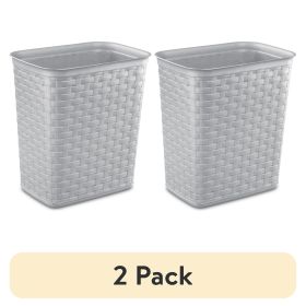 (2 pack) 3.4 Gallon Weave Wastebasket, DÃ©cor Trash Can and Space Efficient Shape, Light Gray