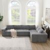 [VIDEO+New]129.5" Minimalist Style Modular Sectional Sofa,6 Seat Wrinkle-resistant Chenille Couch Set,2 PC Free Combination