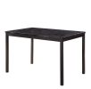 Metal Frame 5pc Dining Set Black Faux Marble Table and 4x Side Chairs Faux Leather Upholstery Casual Kitchen Furniture Set