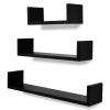 Wall Shelf Set of 3 Black MDF with a matte finish