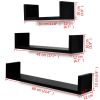 Wall Shelf Set of 3 Black MDF with a matte finish
