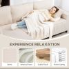 HOMCOM Corner Sofa with Reversible Chaise Lounge, Corduroy L-Shaped Sectional Sofa with Pocket Spring, Cream White