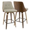 Gianna 26" Mid-Century Modern Counter Stool in Walnut with Light Grey Faux Leather by - Set of 2