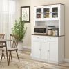71 Kitchen Pantry Cabinet Microwave Stand 2 Drawers 4 Cabinets White