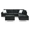 Sectional 3-Seaters Sofa with Reversible Chaise, Storage Ottoman and Cup Holders, Metal Legs and Copper Nails,Two White Villose Pillows
