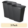 (3 pack) 10 Gallon Rectangular Wastebasket, Large Open Plastic Trash Can for Kitchen, Black