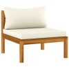 4 Piece Patio Lounge Set with Cream Cushion Solid Acacia Wood