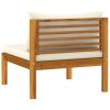 4 Piece Patio Lounge Set with Cream Cushion Solid Acacia Wood