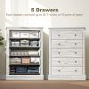HOMCOM 31" Wide Farmhouse Chest of Drawers with 5 Drawers, Dresser for Bedroom with Wood Top for Living Room, Dirty Oak