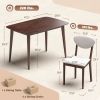 5-Piece Dining Table Set for 4, Mid-Century Modern Kitchen Table and Chairs, Cream White