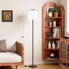 Modern Floor Lamp Simple Design with White Shade, Foot Pedal Switch, 60" Small Tall Lamps for Living Room Bedroom Office Dining Room Kitchen