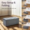 Folding Storage Ottoman Bench, Ottoman Foot Rest, End of Bed Bench, Storage Chest, for Living Room, Bedroom, Entryway, 43 Inches, Gray
