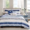 6 Piece Printed Quilt Set with Throw Pillows Blue Full/Queen