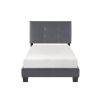 1pc Twin Platform Bed Dark Gray Velvet Upholstered Adjustable Height Headboard Button Tufted Solid Wood Bedroom Furniture