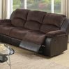 Motion Sofa 1pc Living Room Furniture Chocolate Padded Suede w. Faux Leather Plush Cushion 3-Seat Couch