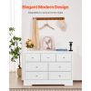 7 Drawer Dresser, Wooden Chest of Drawers with Sliding with Anti-tip Device, Modern Minimalist Dresser Chest, Closet Storage Organizer for Living Room
