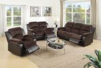 Motion Sofa 1pc Living Room Furniture Chocolate Padded Suede w. Faux Leather Plush Cushion 3-Seat Couch