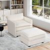 Oversized Accent Chair with Ottoman with Soft Corduroy Cushions