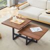 Perfectly Integrating Modern and Scandinavian Styles-Dark Walnut Double-Deck Coffee Table, Dimensions 45.2*23.62*17.91.