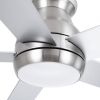 52 in. Integrated LED Farmhouse Indoor/Outdoor Nickel Smart Ceiling Fan with Remote Control