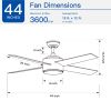YUHAO 44 in. Integrated LED Indoor White Plywood Modern Ceiling Fan with Reversible Blades and Remote Control