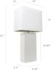 Elegant Designs LT1025-WHT Modern Leather Table Lamp with White Fabric Shade, White