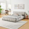 Queen Size Upholstered Bed ,comfortable upholstered bed frame, Chenille fabric