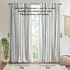 Cotton Printed Curtain Panel with Chenille Stripe and Lining White/Navy 50x84"