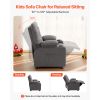 Kids Recliner Chair, Toddler Lounger with Cup Holders & Pockets, 107° to 126° Adjustable Back
