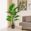 2 Pieces 5 Feet Artificial Monstera Tree Set with Plastic Nursery Pot for Porch and Office