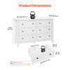 6 Drawer Dresser, Wooden Chest of Drawers with Sliding and Anti-tip Device, Retro Minimalist Dresser Chest