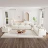 Modern Sofa Couch, 3 Piece Set Extra Deep Seat Sectional Sofa for Living Room, Oversized Sofa, 3 Seat Sofa, Loveseat and Single Sofa, White Chenille