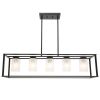 5-Light Industrial Modern Dining Room Ceiling Lighting in Matte Black Finish with Glass Shade Classic Pendant Island Lighting Fixture for Living Room
