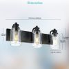 3-Lights Black Vanity Light Fixtures Over Mirror with Clear Glass Shade,Industrial Wall Mount Lamp Metal Bathroom Lighting