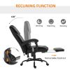 6-Point Vibration Massage Chair, Height Adjustable Reclining Computer Chair with Retractable Footrest, Black