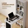 Fold-out Convertible Office Desk, Wall Mount Computer Desk with Blackboard and Side Shelf, White