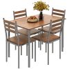 HOMCOM Modern Dining Table Set for 4, 5-Piece Kitchen Table Set, Rectangular Dining Table and 4 Chairs for Small Space, Dinette, Breakfast Nook, Brown