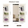 Wall Mounted Full Length Mirror, Full Body Mirror with Shelf, Full Body Mirror with Hook Wall Mounted Mirror with Multifunctional Design Panel