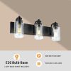 3-Lights Black Vanity Light Fixtures Over Mirror with Clear Glass Shade,Industrial Wall Mount Lamp Metal Bathroom Lighting